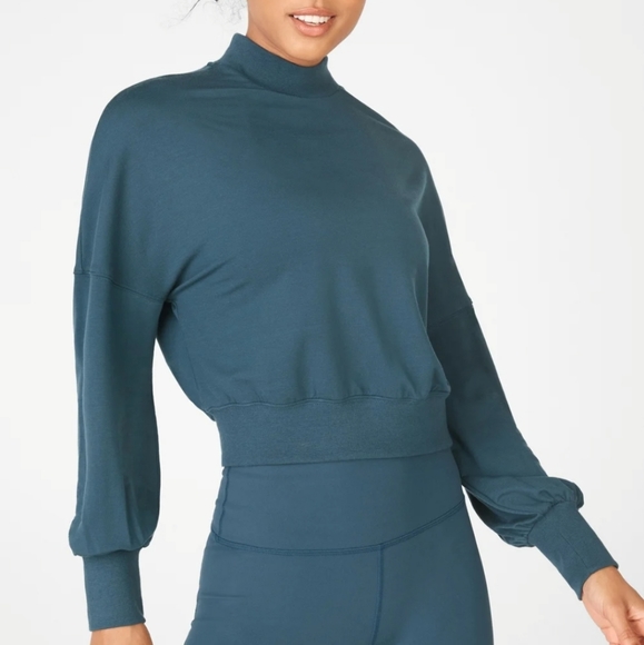 FABLETICS Samantha mock neck pull over teal - Picture 2 of 5